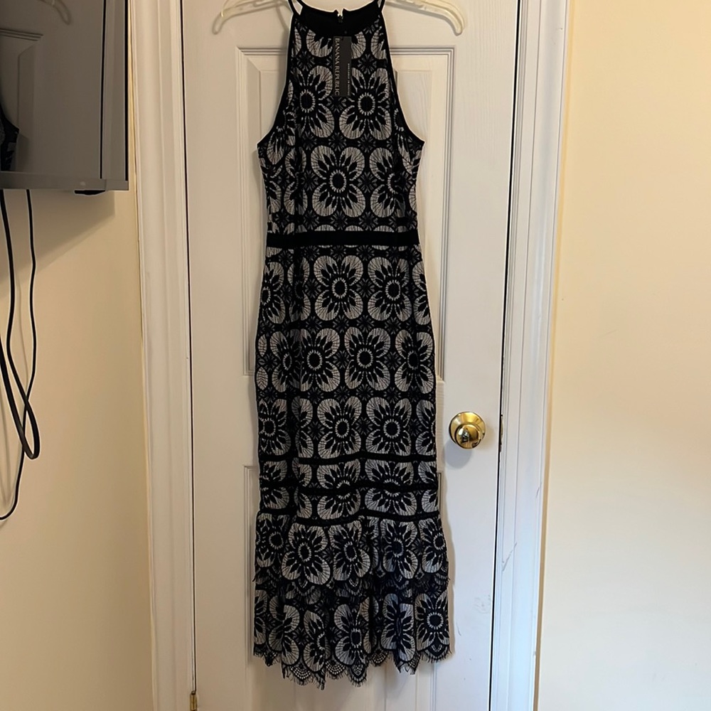 Banana republic black and white/gray long dress
